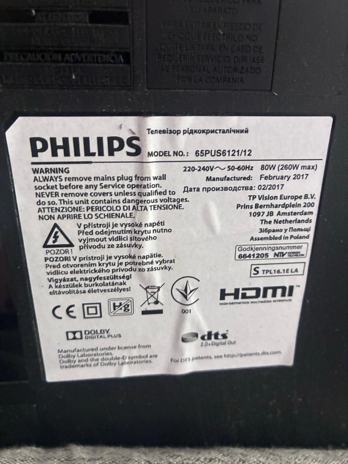 Philips 65PUS6121 65 inch 4K UHD Smart LED TV, Ophalen, Philips, Gebruikt, 50 Hz