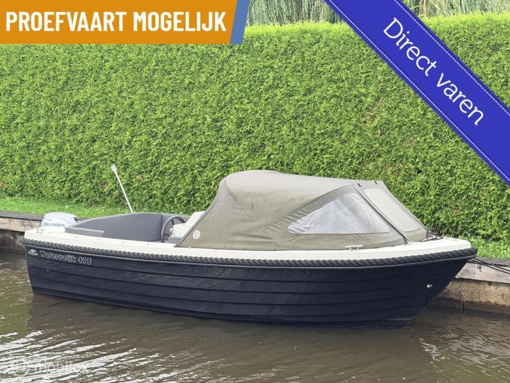 Waterreijk 475 / 2021 / 10 pk Honda / Buiskap / Zeer Netjes!, Buitenboordmotor, Benzine