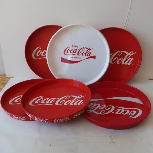 Coca Cola dienblad rond origineel vintage retro PARTIJ, Ophalen of Verzenden, Gebruikt, Rond, Metaal
