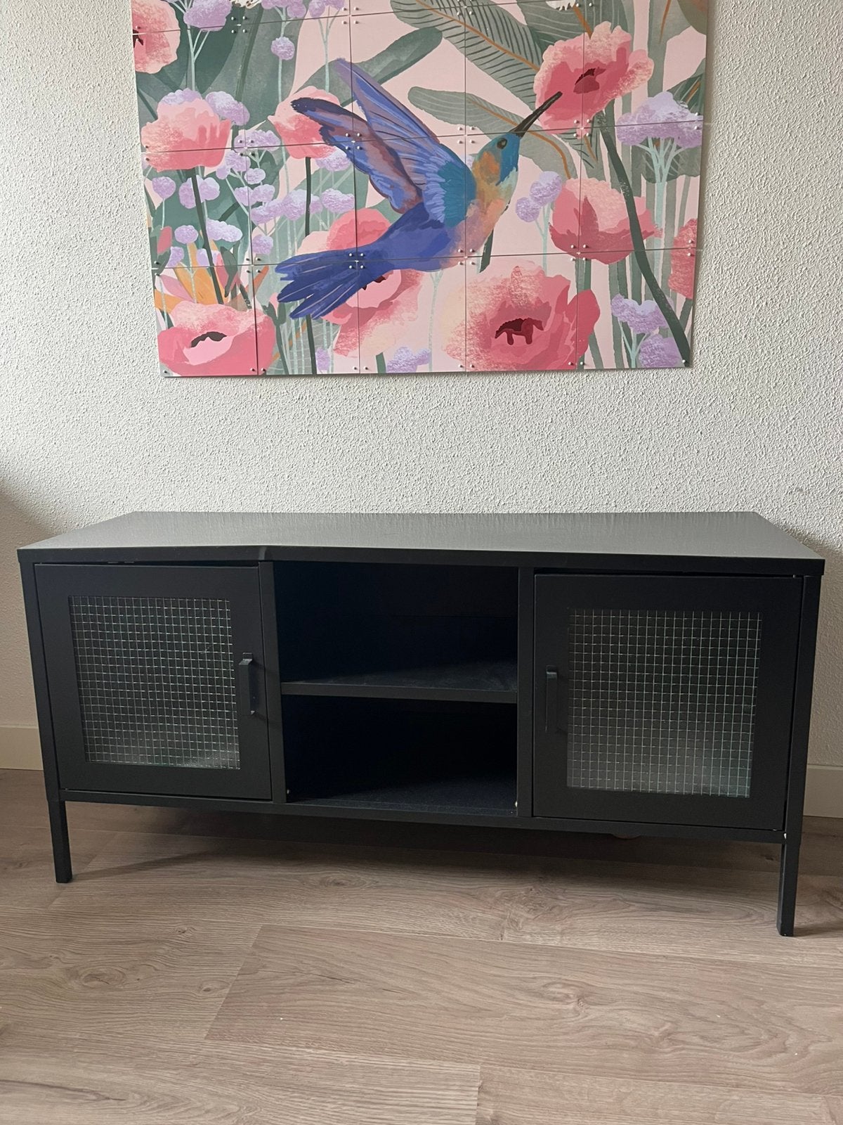 Zwart metalen tv kastje, Huis en Inrichting, Kasten | Televisiemeubels, Ophalen, 50 tot 100 cm, Zo goed als nieuw, Minder dan 100 cm