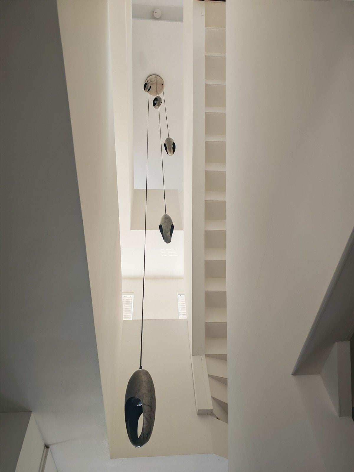 Moderne hanglamp met 5 lampen voor hoge ruimtes - 9 meter, Ophalen of Verzenden, Zo goed als nieuw, Metaal, Modern