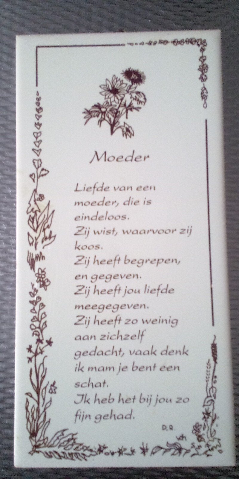 Tegelspreuk Moeder: Liefde is eindeloos, Ophalen, Gebruikt