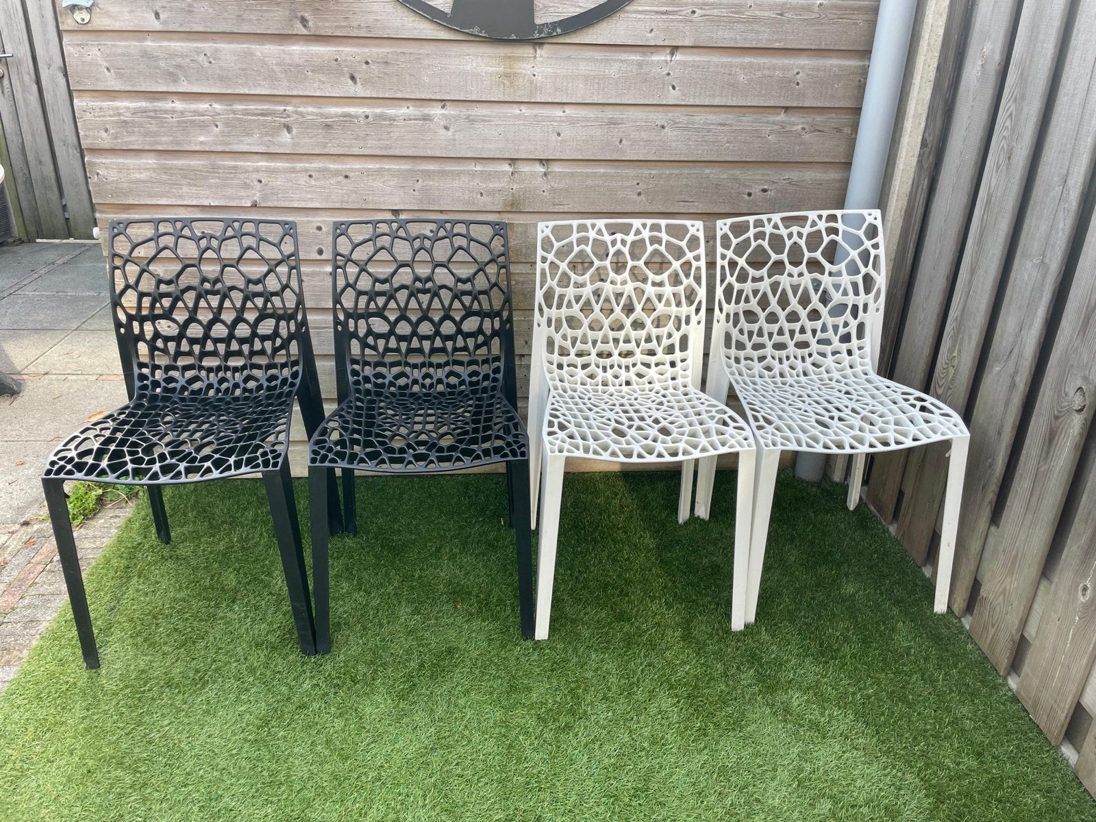 4 Harechair coral designstoelen van Ton Haas - Zwart en Wit, Ophalen, Kunststof, Zwart, Zo goed als nieuw