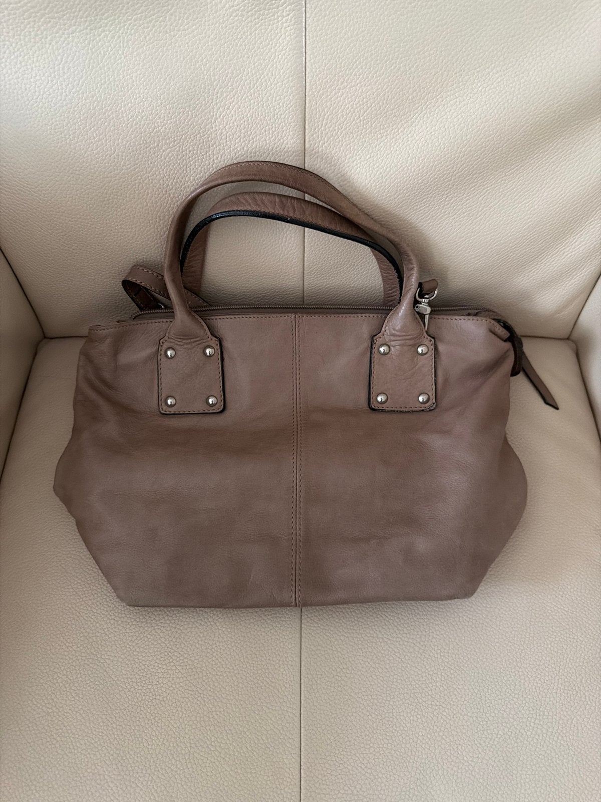 Leren handtas - Maxima Milano - Made in Italy, Ophalen of Verzenden, Zo goed als nieuw, Bruin, Handtas