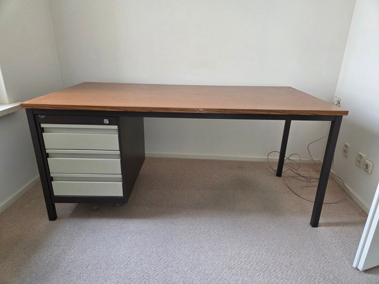 Vintage retro industrieel bureau, tafel, Huis en Inrichting, Bureaus, Ophalen, Gebruikt
