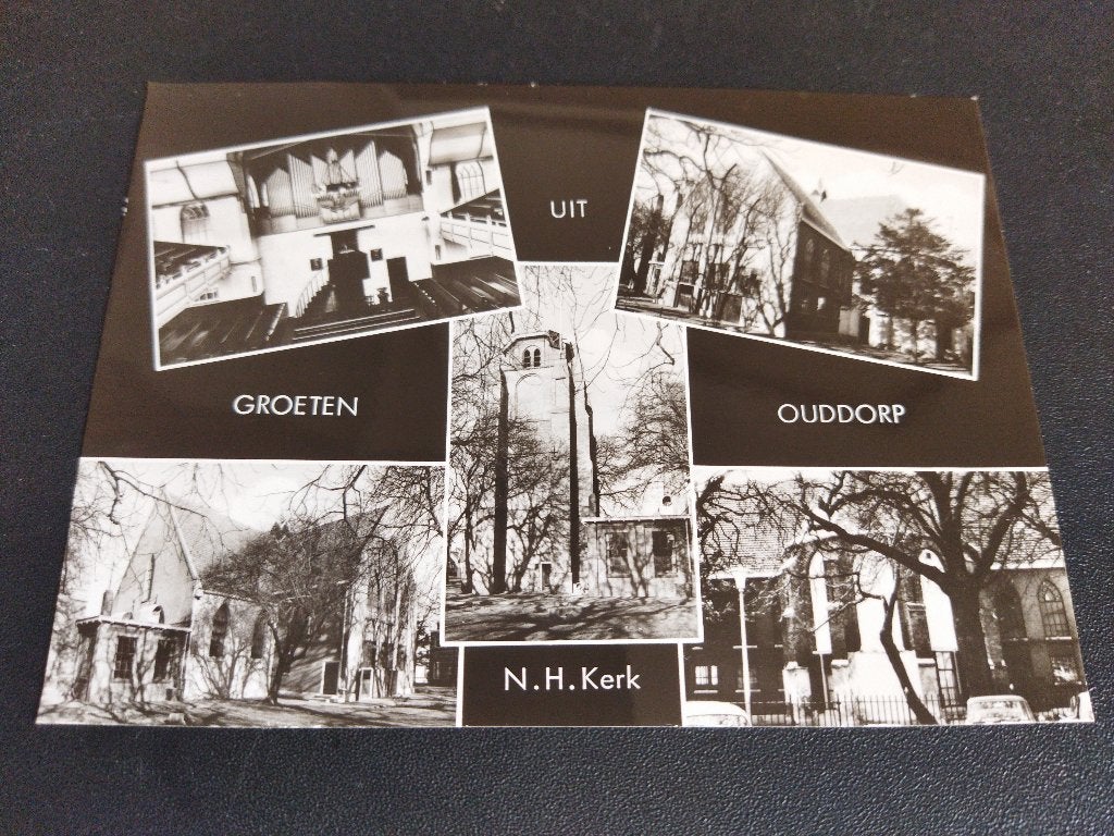Ansichtkaart groeten uit Ouddorp N.H. Kerk, Ophalen of Verzenden, 1960 tot 1980, Ongelopen, Zuid-Holland