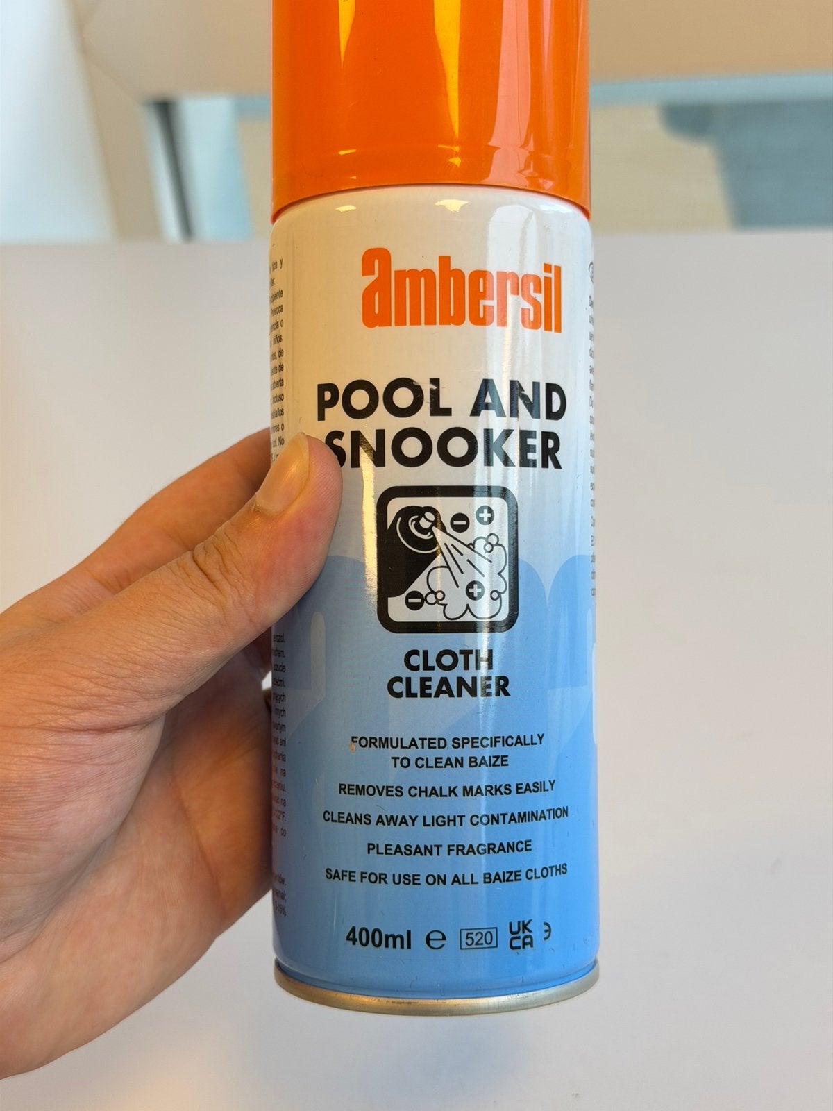 Ambersil Pool & Snooker Cloth Cleaner 400ml schoonmaakspray, Overige typen, Nieuw, Ophalen of Verzenden, H