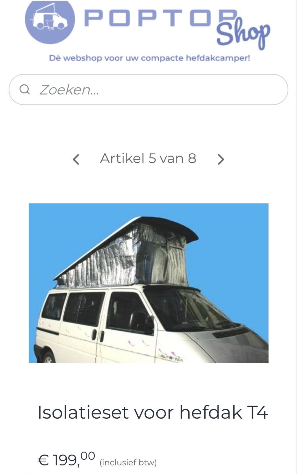 Isolatiehoes voor VW T4 Hefdak - Optimale Isolatie, Ophalen of Verzenden, Zo goed als nieuw