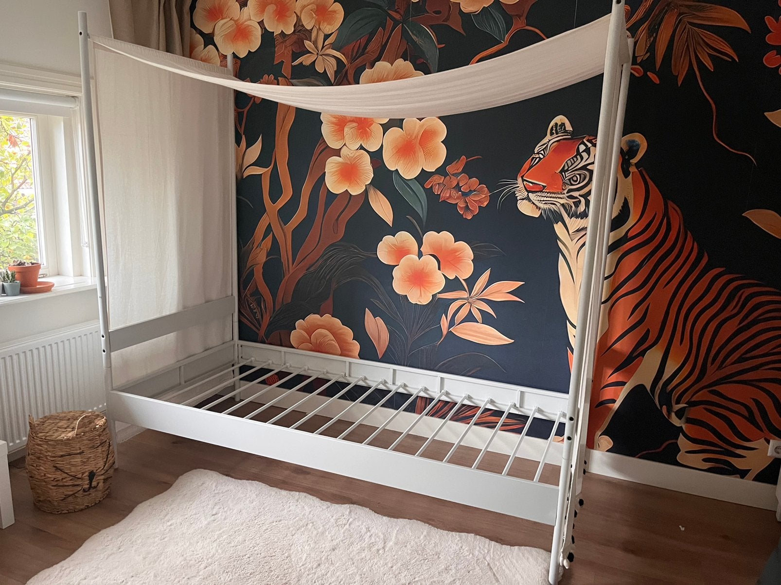 Hemelbed  - Wit, Eenpersoons MOET NU WEG, Ophalen, 90 cm, Eenpersoons, Wit