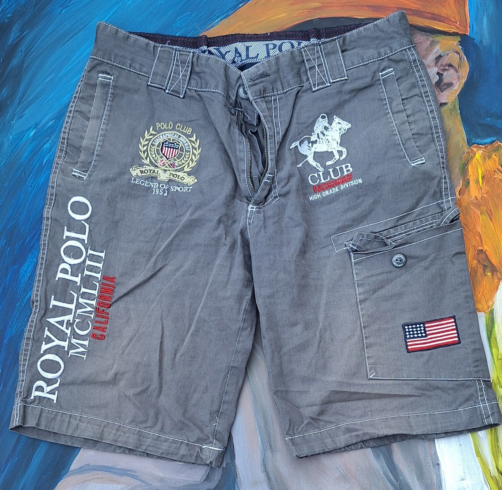 Royal Polo Cargo Shorts - Maat XL, Maat 56/58 (XL), Ophalen of Verzenden, Grijs, Gedragen