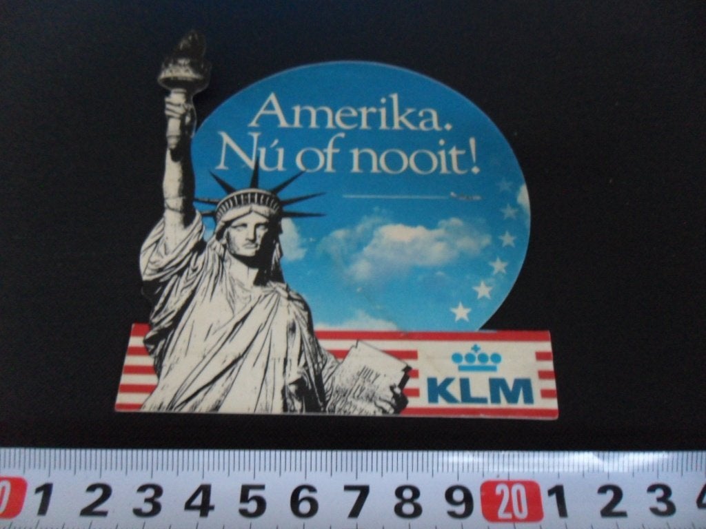 sticker KLM amerika nú of nooit !, Ophalen of Verzenden, Zo goed als nieuw