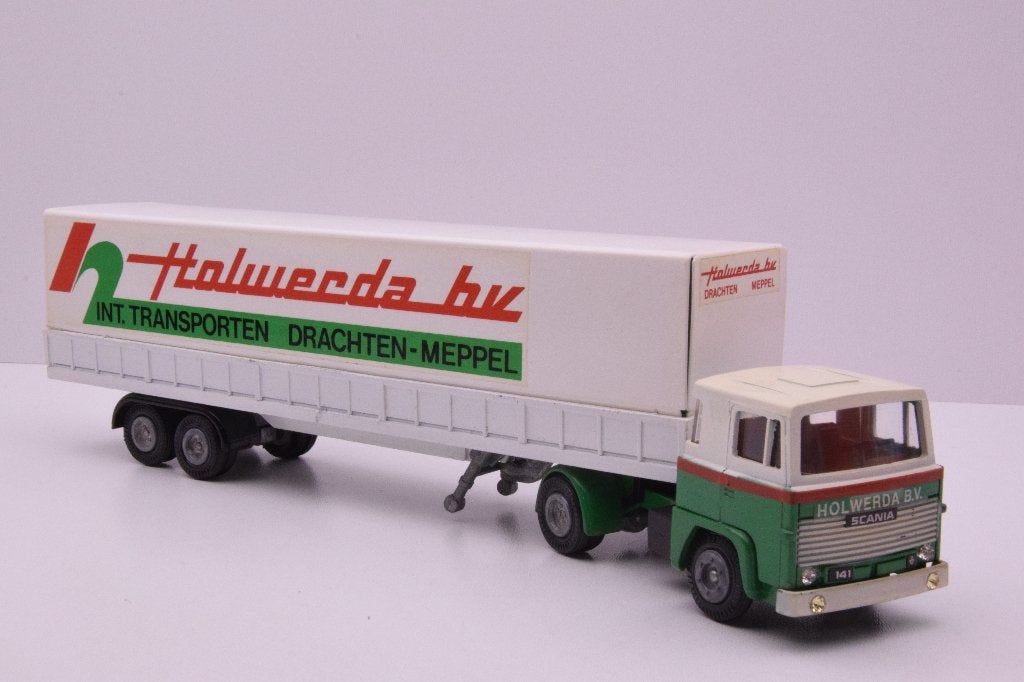 Scania 141 - V8  '' Holwerda drachten - Meppel ''  Tekno, Ophalen of Verzenden, Zo goed als nieuw, Bus of Vrachtwagen, Tekno