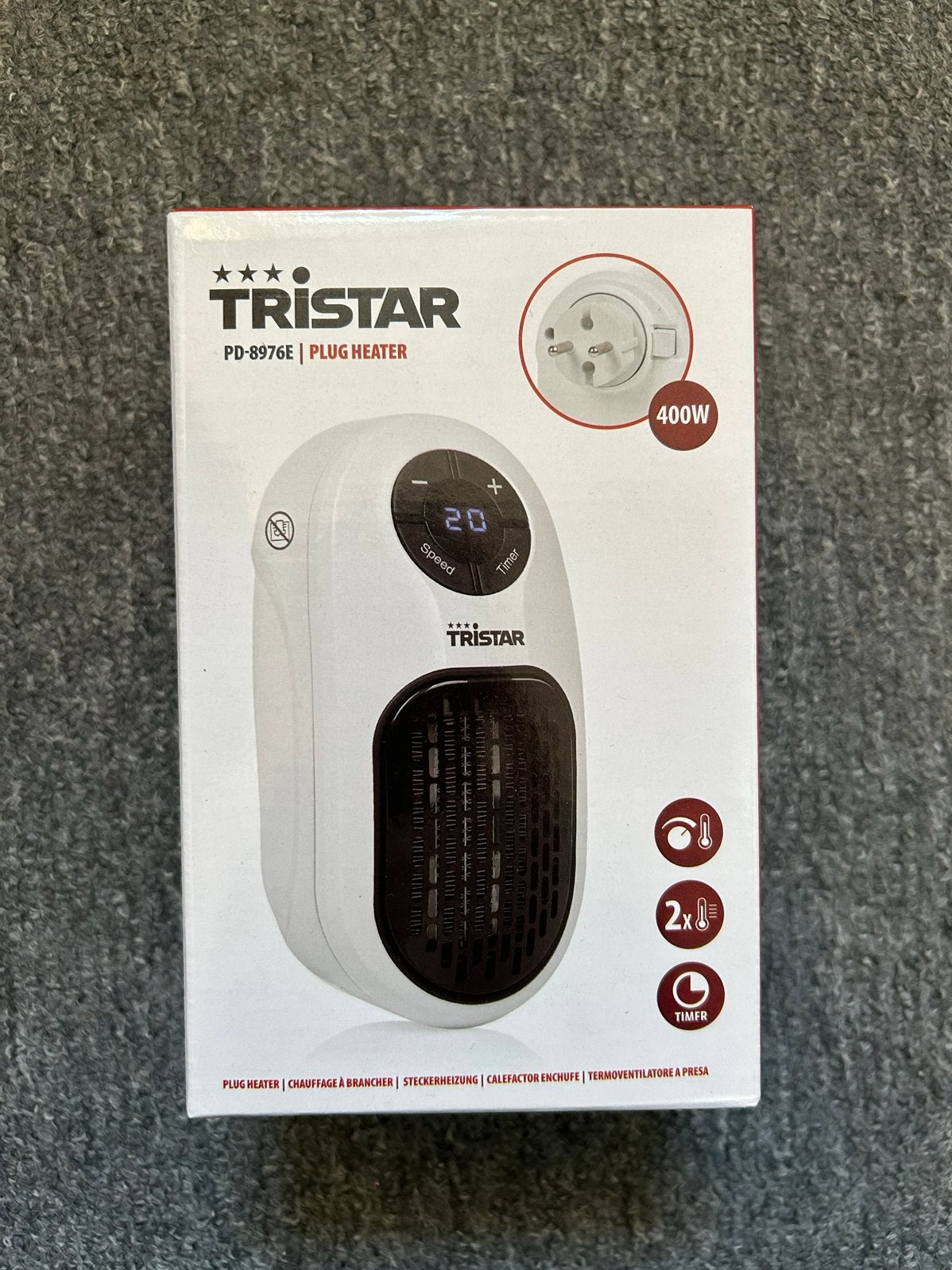 Tristar PD-8976E Plug Heater - Compacte Kachel 400W, Caravans en Kamperen, Ophalen of Verzenden, Nieuw