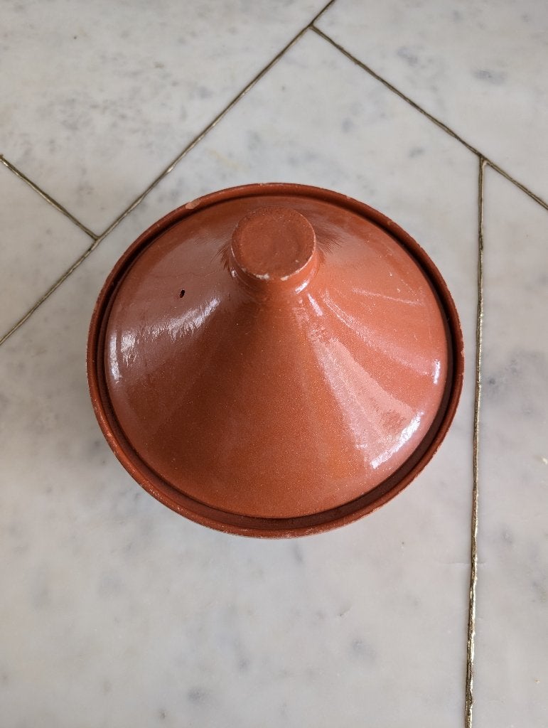 Aardewerk Tajine (28cm) incl. vlamverdeler, Overige typen, Ophalen, Gebruikt, Bruin
