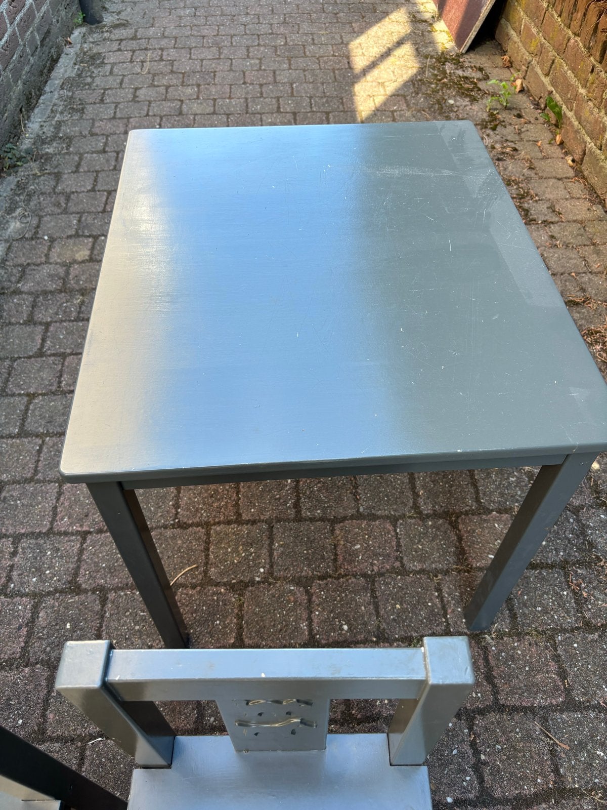 Kinder tafel en 2 stoeltjes - grijs, Ophalen, Gebruikt, Tafel(s) en Stoel(en)