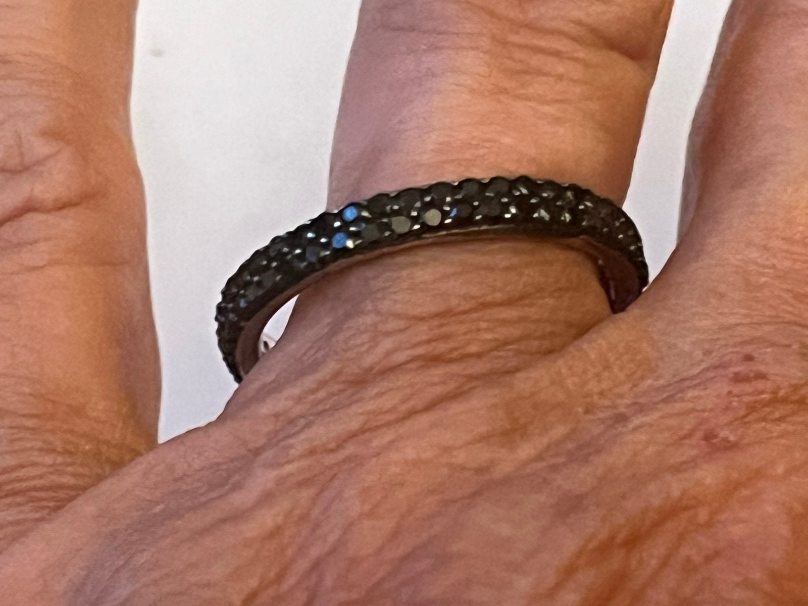Zilveren alliance ring met zwarte Spinel, maat 19, Verzenden, 19 tot 20, Zwart, Zo goed als nieuw