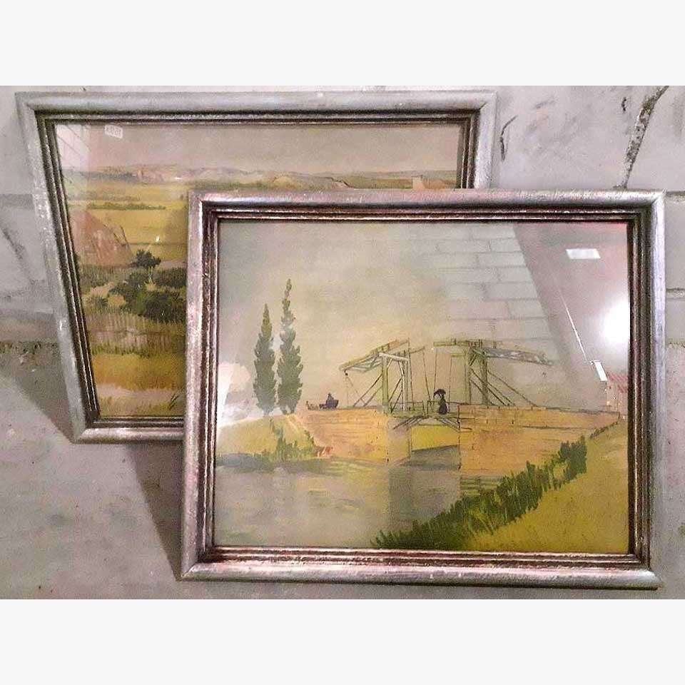 2x Vincent VAN GOGH oude ingelijste schilderij kleurprent q9, Antiek en Kunst, Ophalen of Verzenden