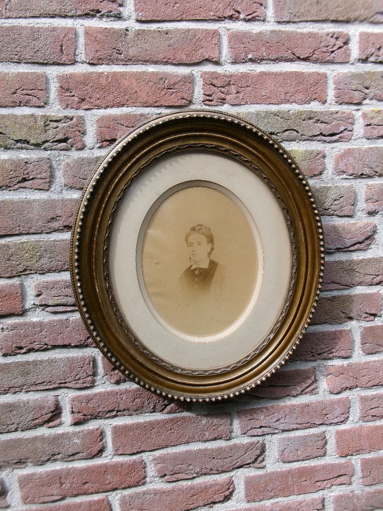 Schitterende antieke Franse houten ovale fotolijst begin1900, Ophalen of Verzenden