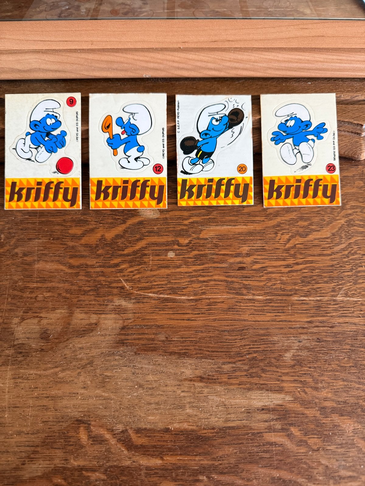 Kriffy Smurfen stickers - Set van 4, Ophalen of Verzenden, Zo goed als nieuw, Verschillende Smurfen, Overige typen