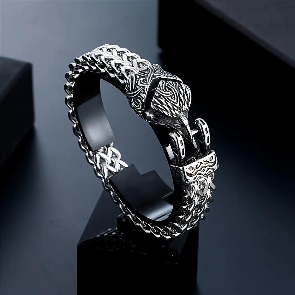 Roestvrij Stalen Adeleraarskop Heren Armband, Sieraden, Tassen en Uiterlijk, Armbanden, Verzenden, Nieuw, Zilver, Staal
