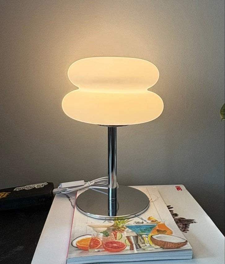 Witte Retro Tafellamp - Vintage Lamp Bauhaus stijl, Huis en Inrichting, Lampen | Tafellampen, Dimbaar, Kunststof, Nieuw, Wit