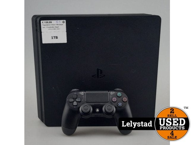 Playstation 4 Slim 1TB Zwart Incl: 1 Controller Zwart