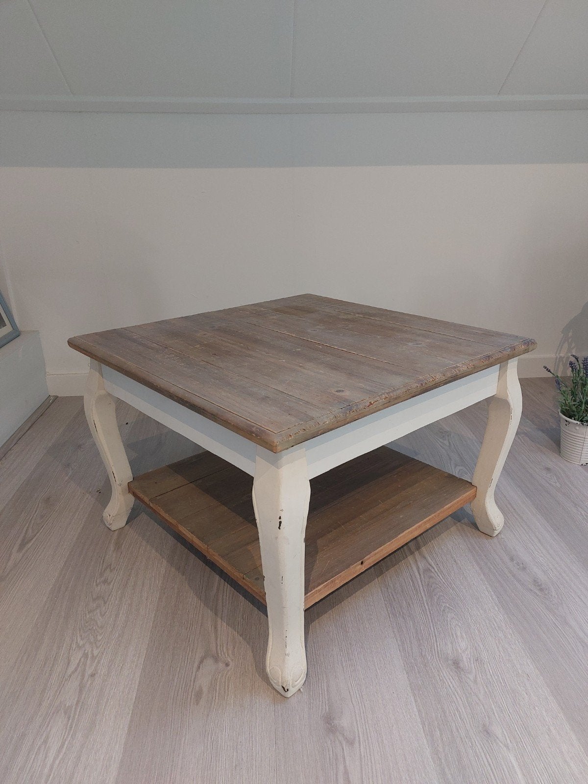 Landelijk Salontafel met Opbergplank, Ophalen, Gebruikt, 50 tot 100 cm, Landelijke, Brocante