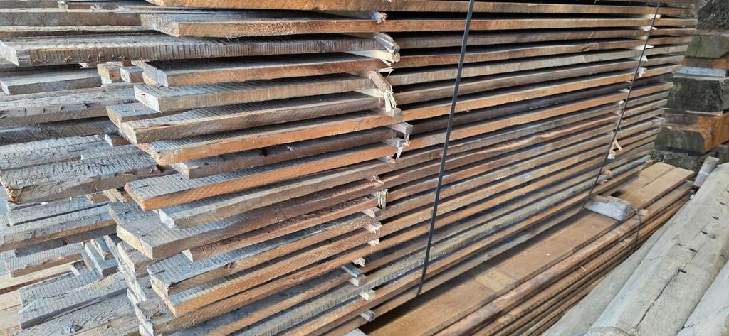Oud Grenen Dakbeschot - Rustieke Uitstraling, Doe-het-zelf en Verbouw, Hout en Planken, Gebruikt, Minder dan 25 mm, Grenen, Ophalen of Verzenden