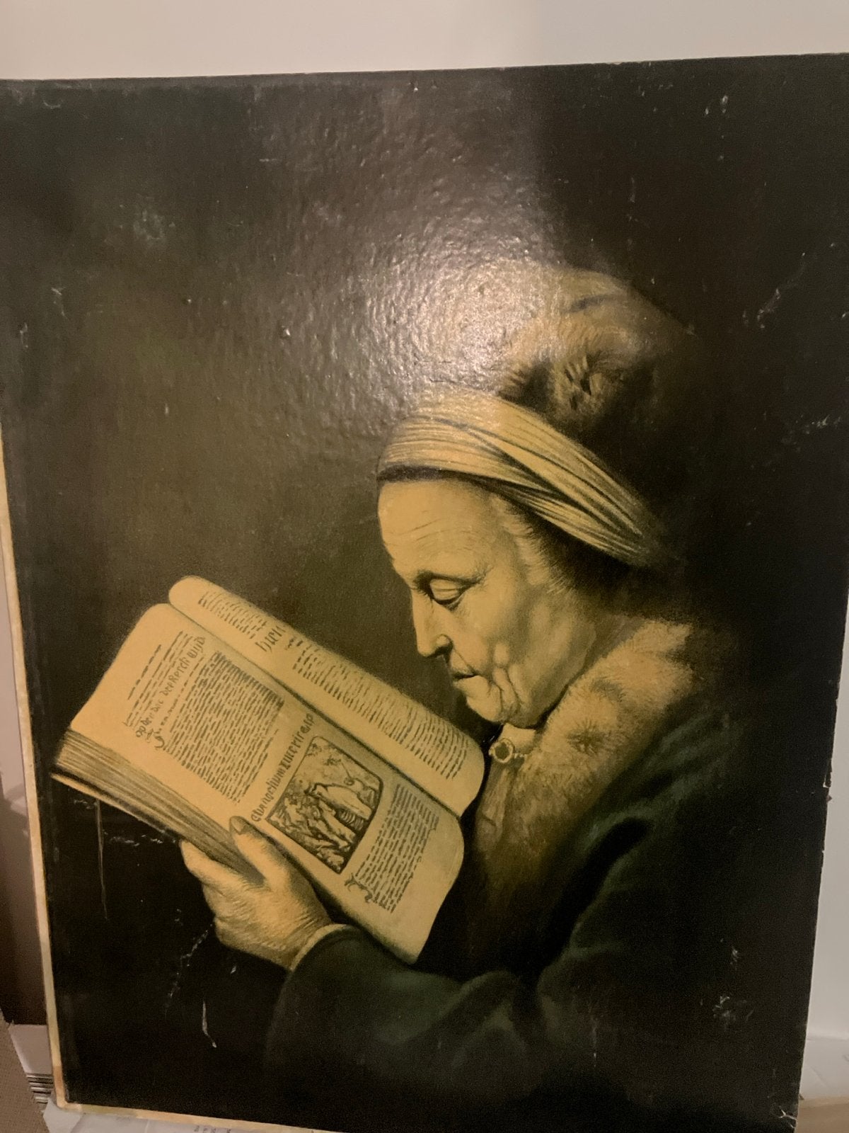 Oude foto van lezende vrouw, achterkant Telegraaf 1932, Antiek en Kunst, Kunst | Schilderijen | Klassiek, Paneel, Gedateerd, Portret of Personen