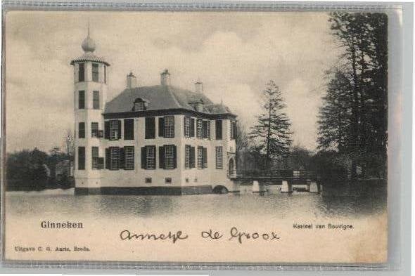 Ginneken Kasteel van Bouvigne st 1906 uitg C.G. Aarts, Ophalen of Verzenden, Voor 1920, Gelopen, Noord-Brabant
