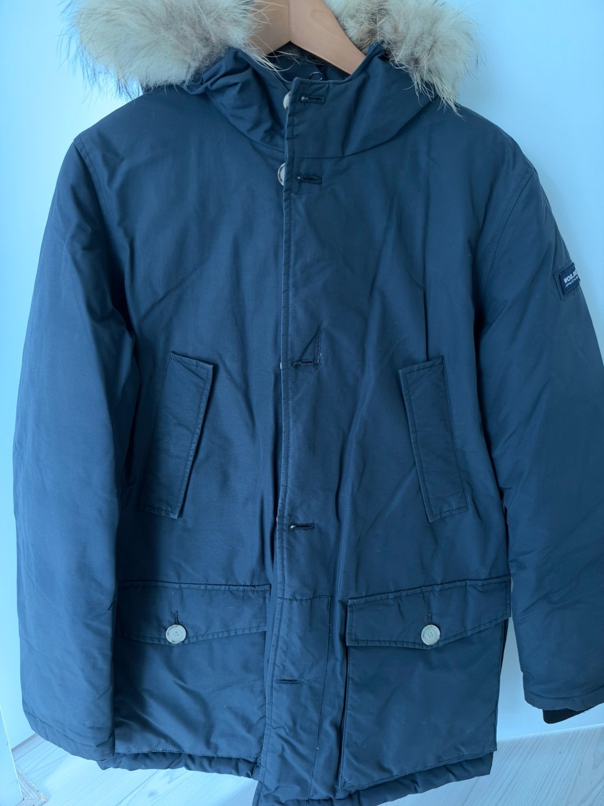 Woolrich Arctic Parka - Donkerblauw met bontkraag, Ophalen of Verzenden, Gedragen, Blauw