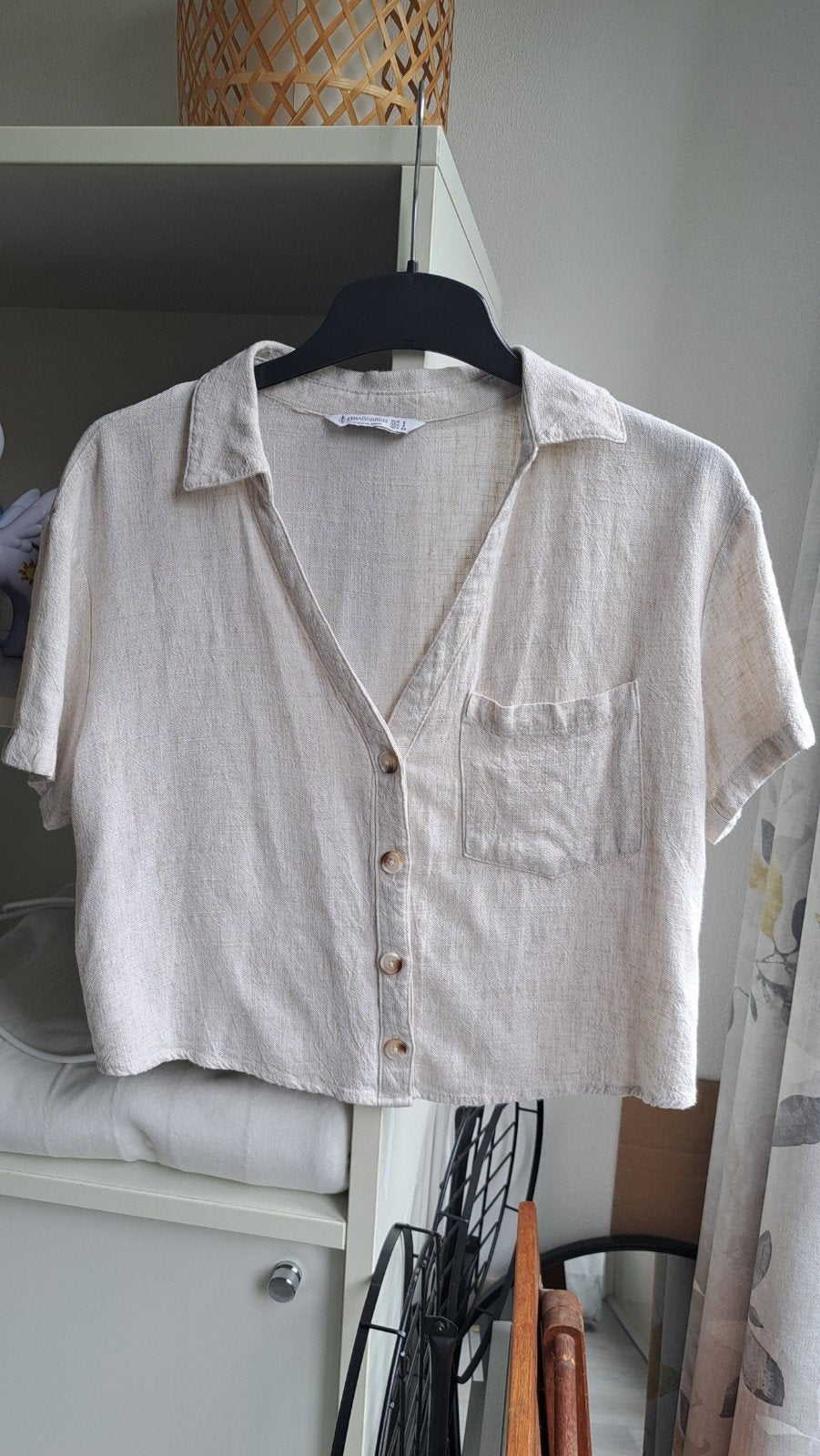 ** Leuk kort Stradivarius zomerblousje maatje S, Ophalen, Beige, Zo goed als nieuw, Maat 36 (S)