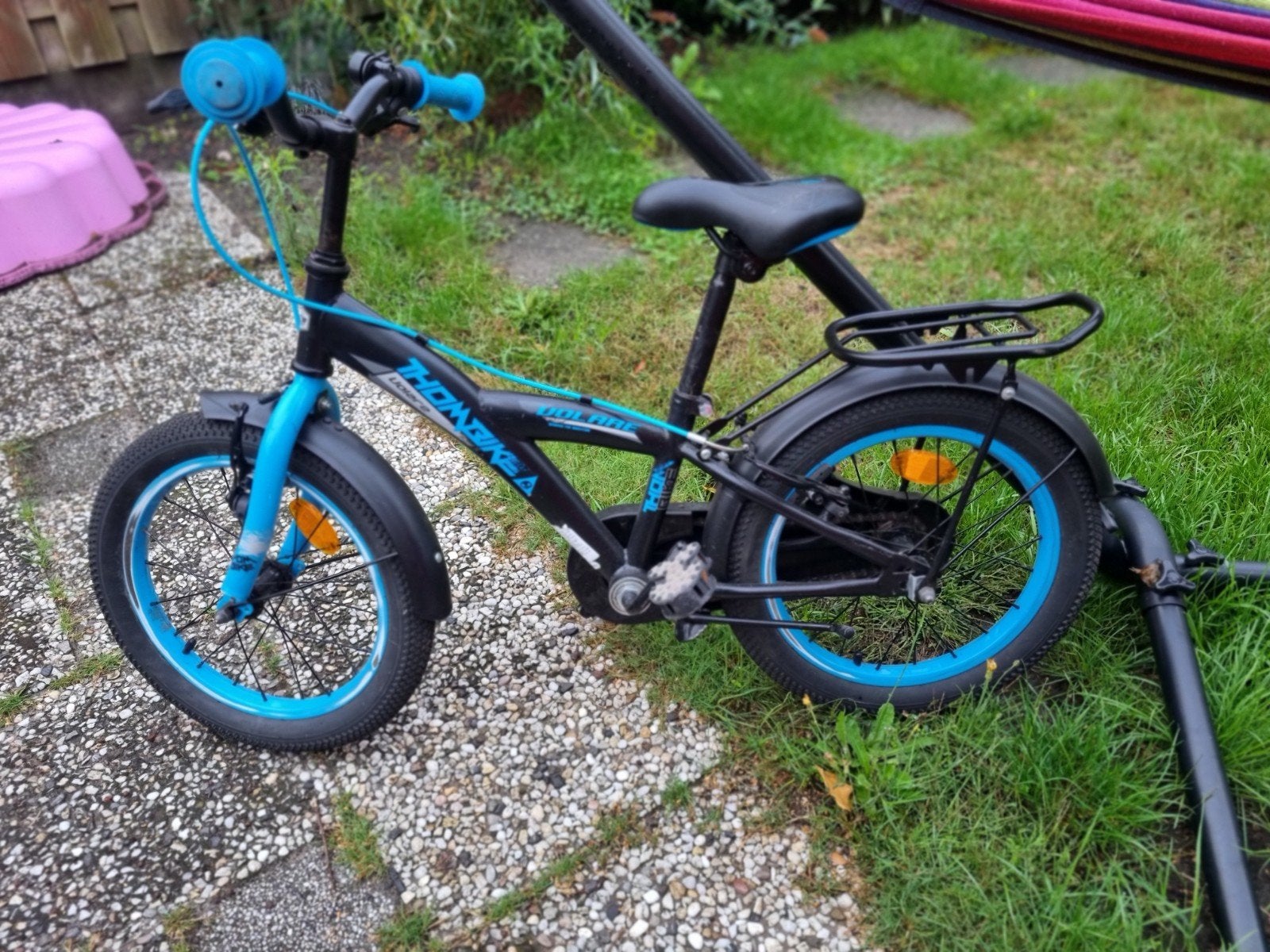 Volare Thombike kinderfiets 16 inch - Zwart/Blauw, Ophalen, Terugtraprem, Volare Thombike, 16 tot 20 inch