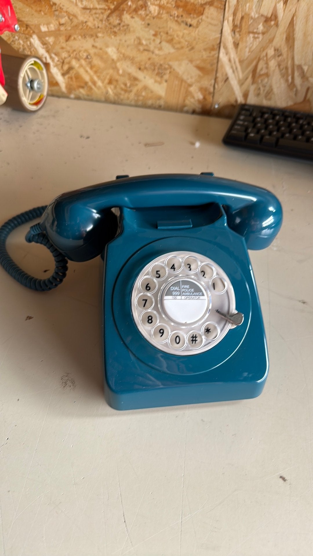 Blauwe retro telefoon met draaischijf, Ophalen of Verzenden, Zo goed als nieuw, Met draaischijf