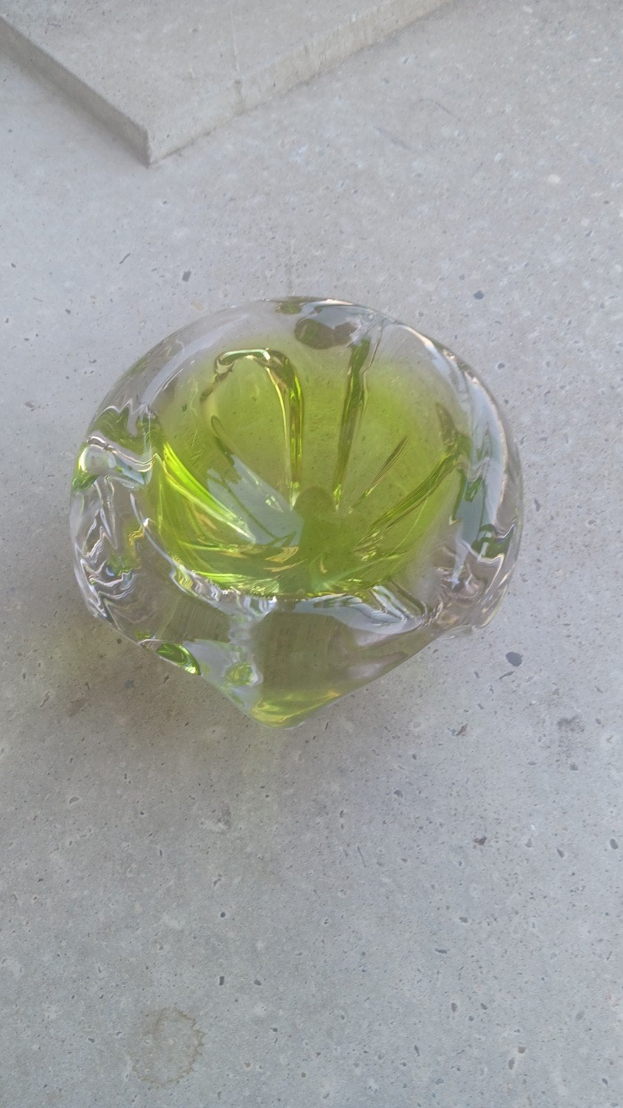 Vintage Groen Glazen Asbak/Schaal - Murano Stijl, Ophalen of Verzenden