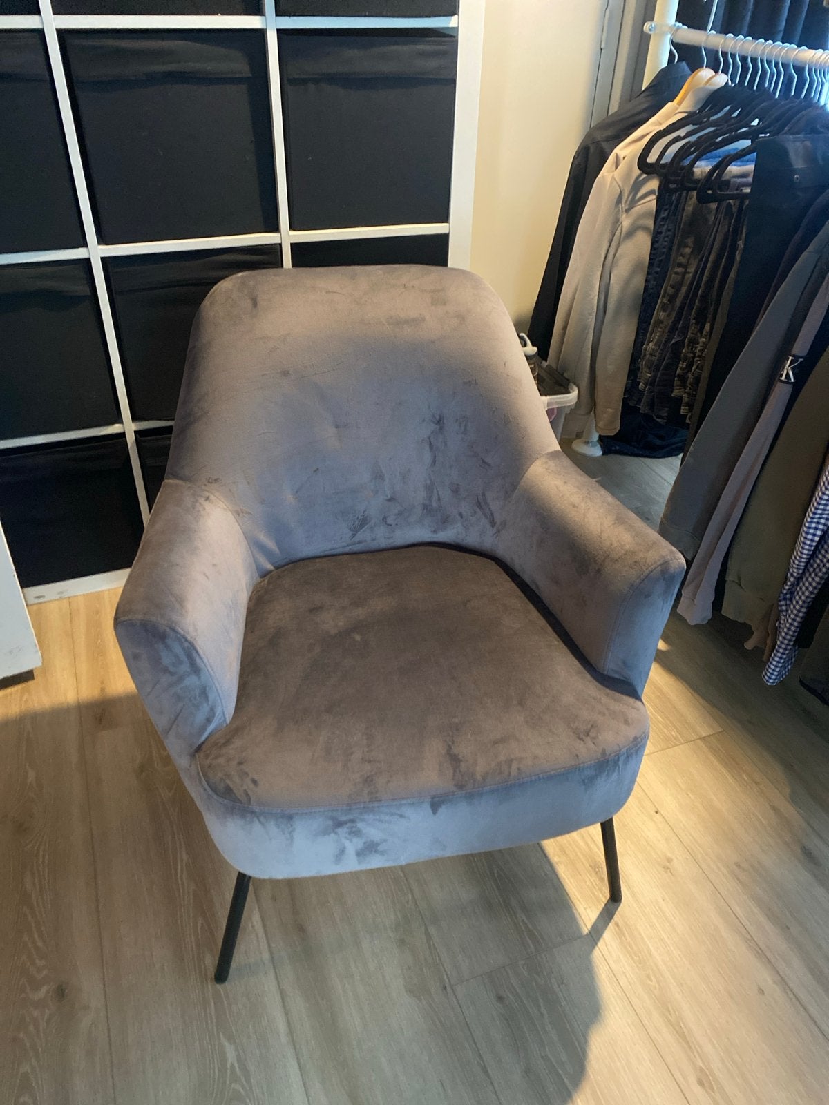Gratis: Grijze velvet fauteuil, Ophalen of Verzenden, Gebruikt, Stof