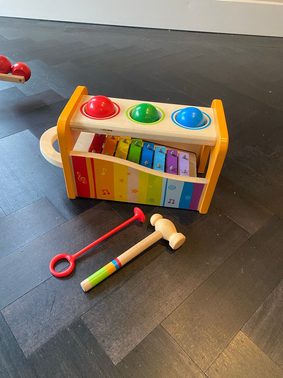 Hape Hamerbank met Xylofoon - Houten Muziekspeelgoed, Ophalen, Zo goed als nieuw, Overige typen, Met geluid