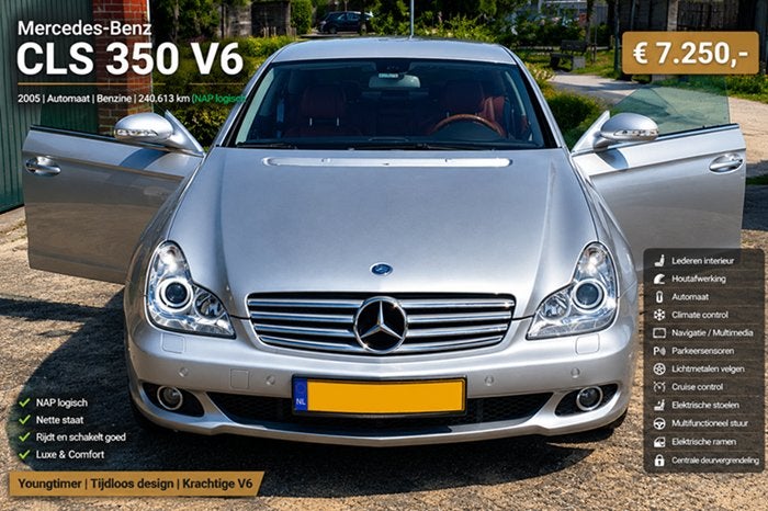 Mercedes-Benz CLS 3.5 Cls350 AUT 2005 Grijs, Auto's, Automaat, Achterwielaandrijving, 4 stoelen, 272 pk