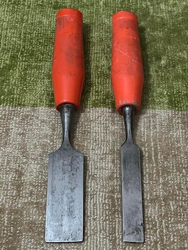 Vintage  Nooitgedagt  2x  hout beitels32-18 mm, Ophalen of Verzenden, Gebruikt