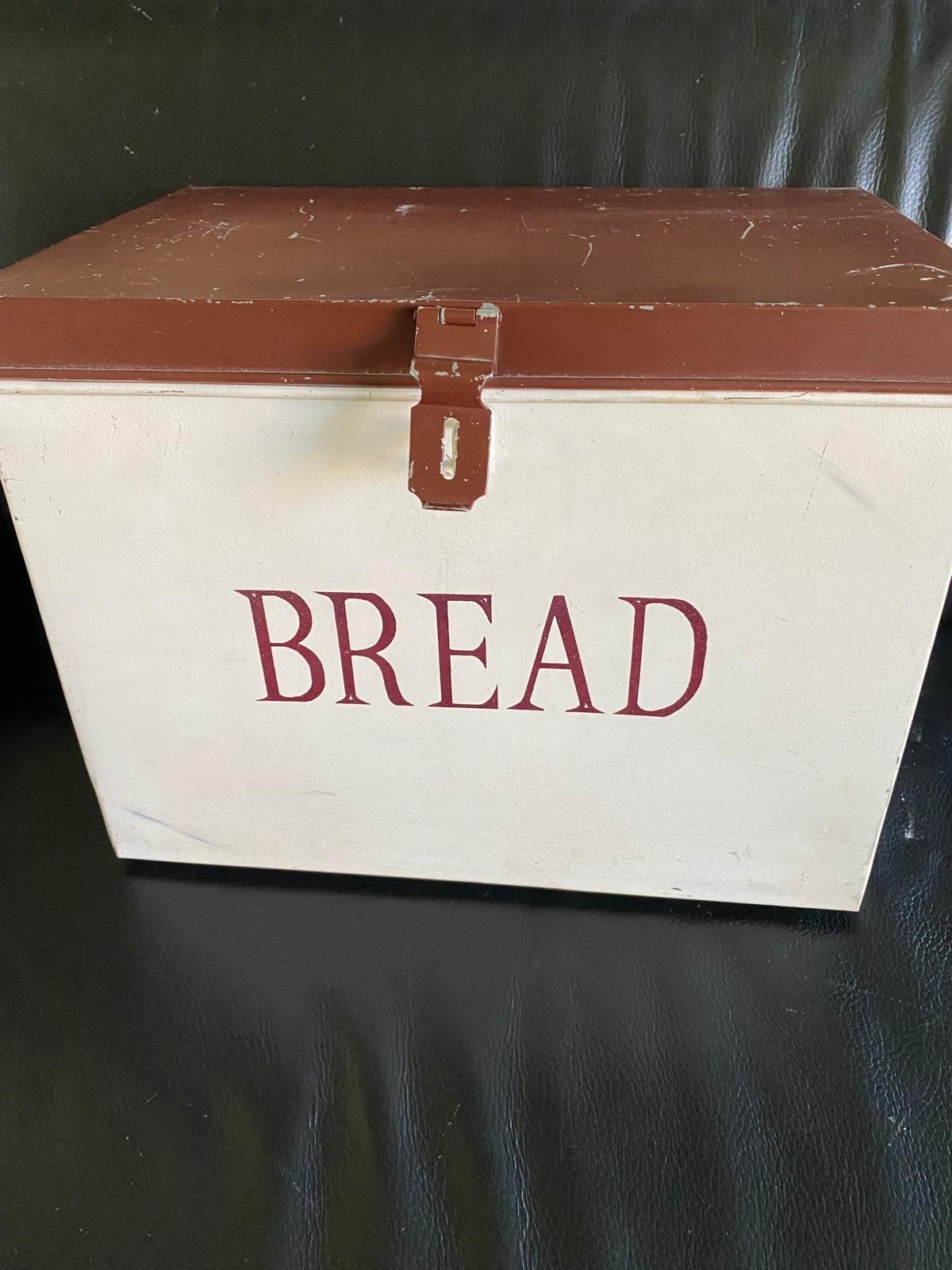 Vintage Broodtrommel - Wit met Bruin Deksel, Ophalen, Gebruikt, Metaal, Overige merken