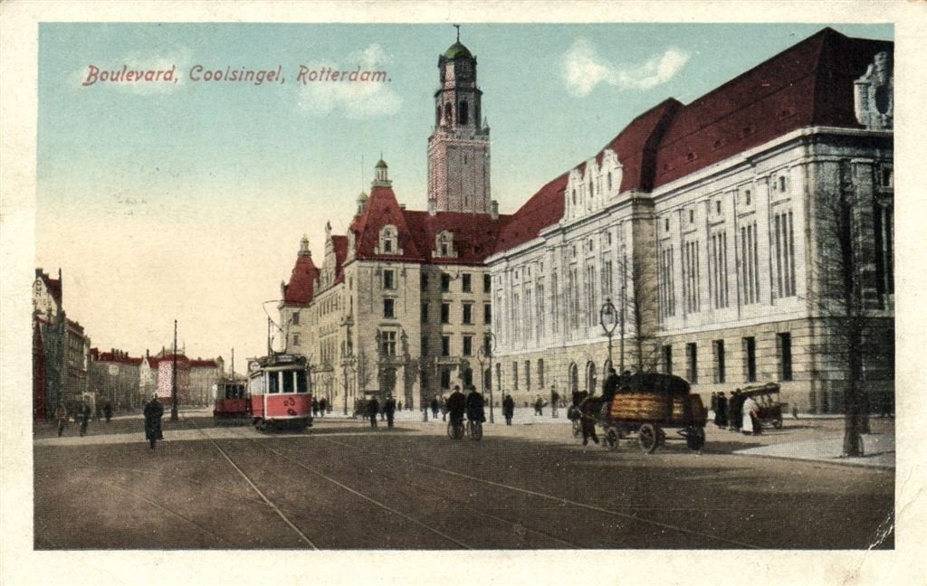 Boulevard, Coolsingel, Rotterdam. - B-keus - 1923 gelopen, Ophalen of Verzenden, 1920 tot 1940, Gelopen, Zuid-Holland