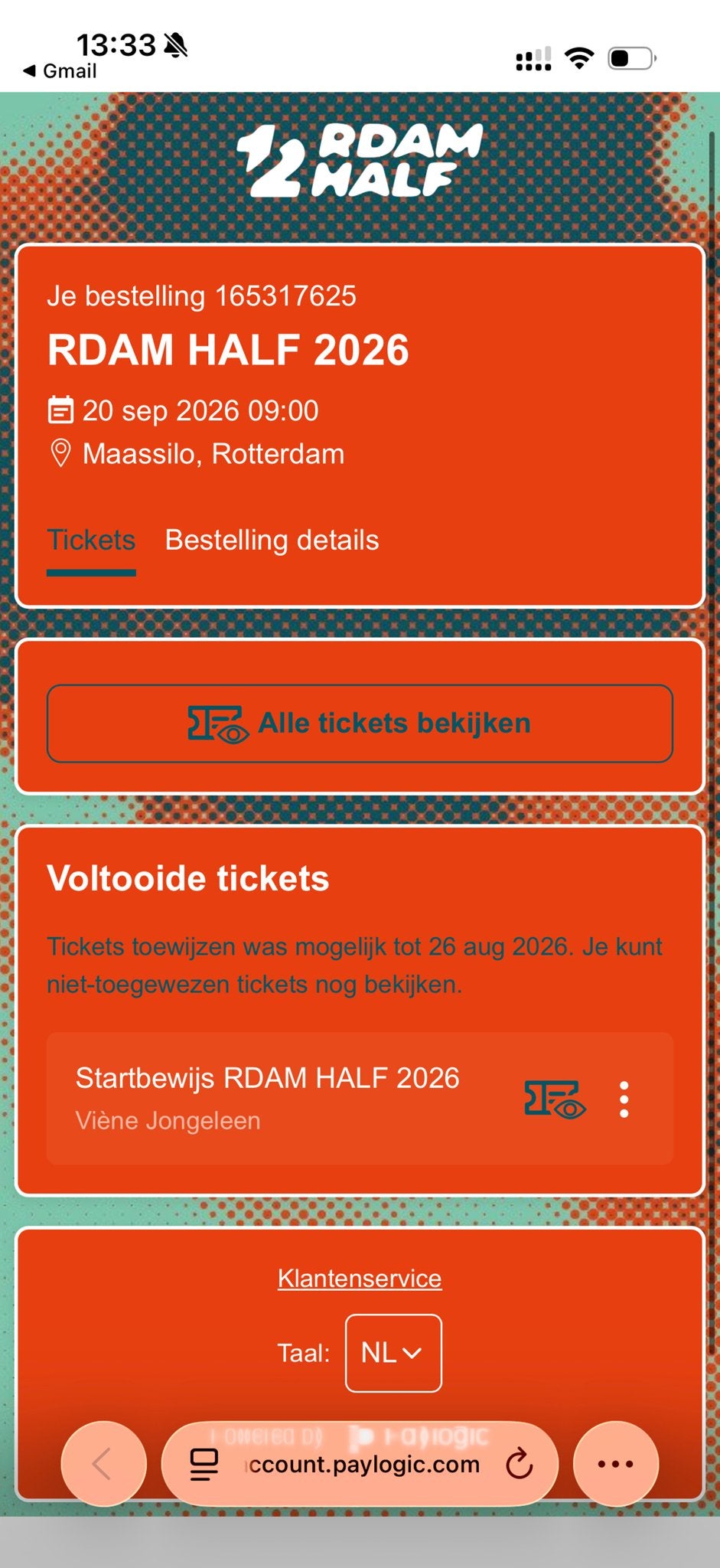 Startbewijs Rotterdam Half Marathon - 20 september 2026