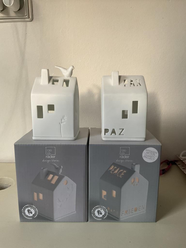 Rader set 2 lichthuisjes dove en peace, Overige materialen, Nieuw, Ophalen of Verzenden, Kandelaar