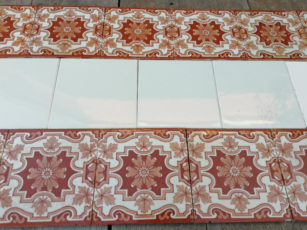 180cm antieke wandtegels, roodbruine randtegel 15x15, Antiek en Kunst, Ophalen