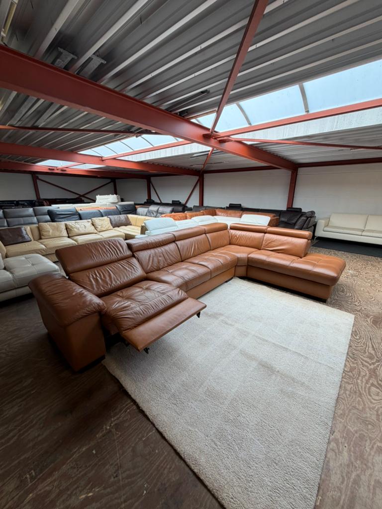 Design leren hoekbank cognac bruin bank relax Z.G.A.N., 2871SK, 125 cm of meer, Mariansoliak8@gmail.com, Ophalen of Verzenden