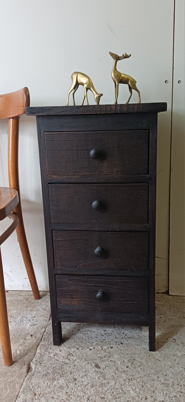Vintage look houten ladenkastje licht gewicht, Ophalen, Minder dan 50 cm, 3 of 4 laden, Minder dan 100 cm
