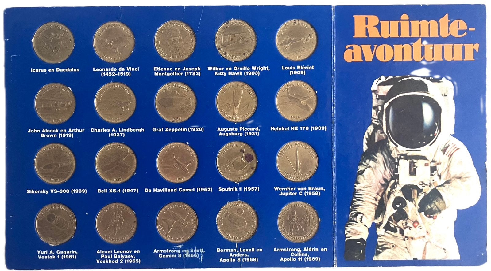 Shell 20 ruimtevaart penningen “ruimteavontuur” ca. 1970, Verzenden, Overige materialen