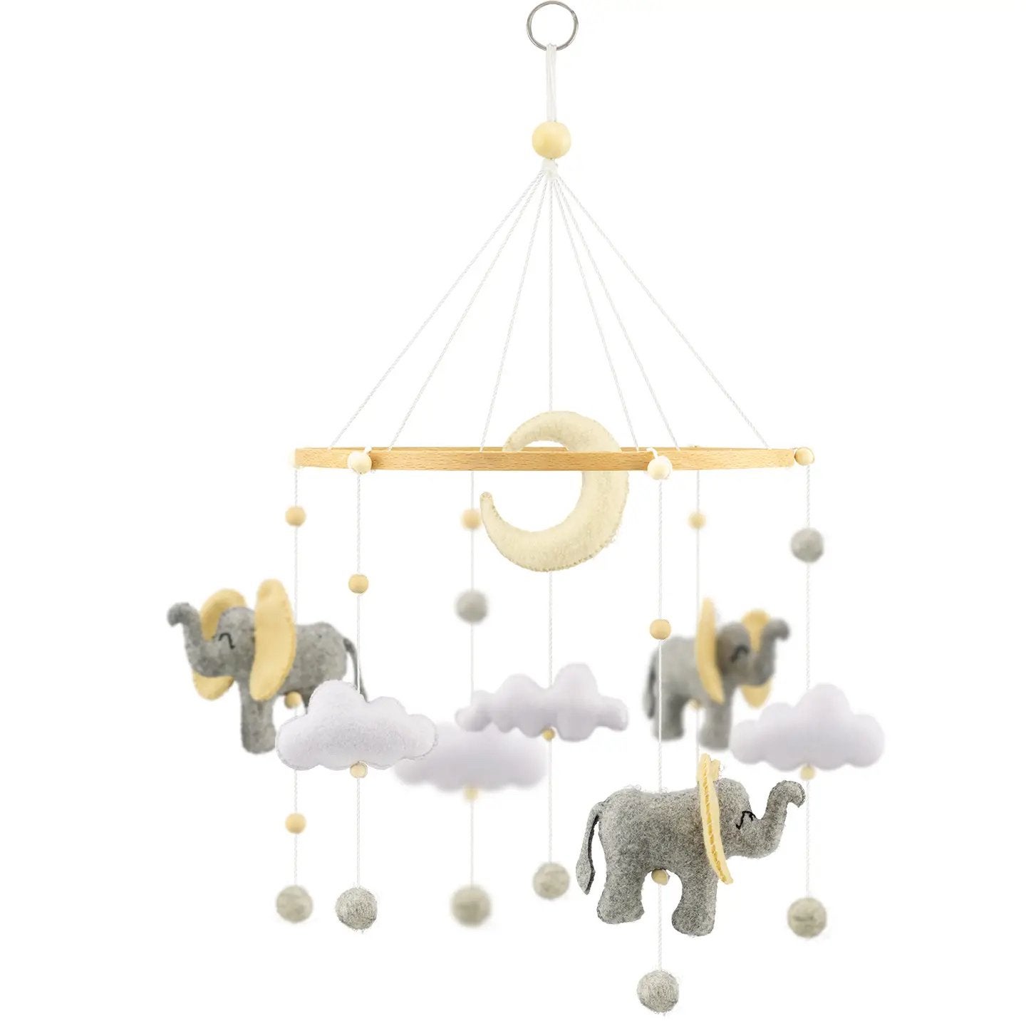 Baby Mobiel met Olifantjes en Wolken - Nieuw, Ophalen of Verzenden, Zo goed als nieuw, Mobiel