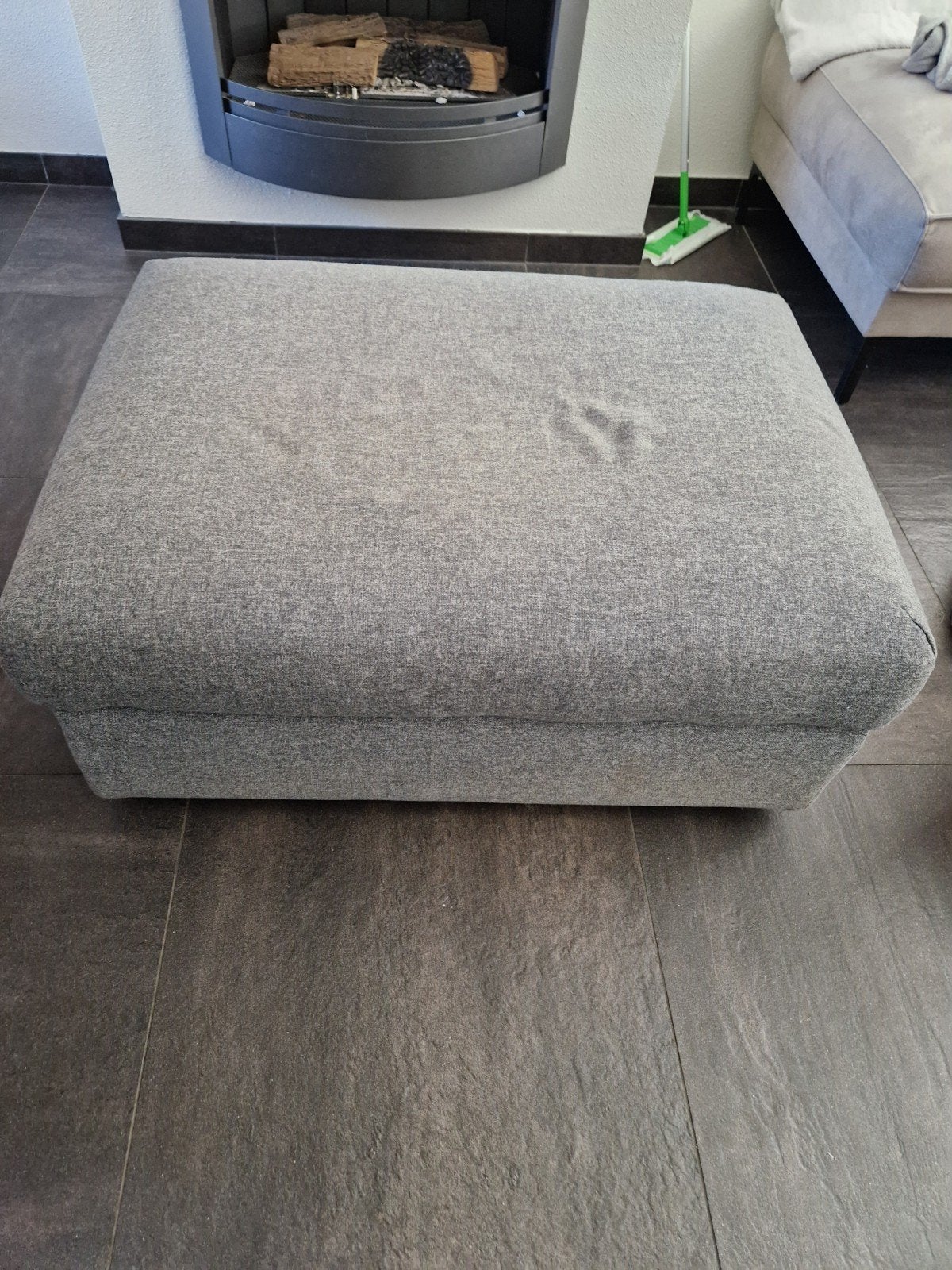 IKEA Vimle Voetenbank/poef - Grijs met nieuwe hoes, Ophalen, Gebruikt, Modern, Scandinavisch, 75 tot 100 cm