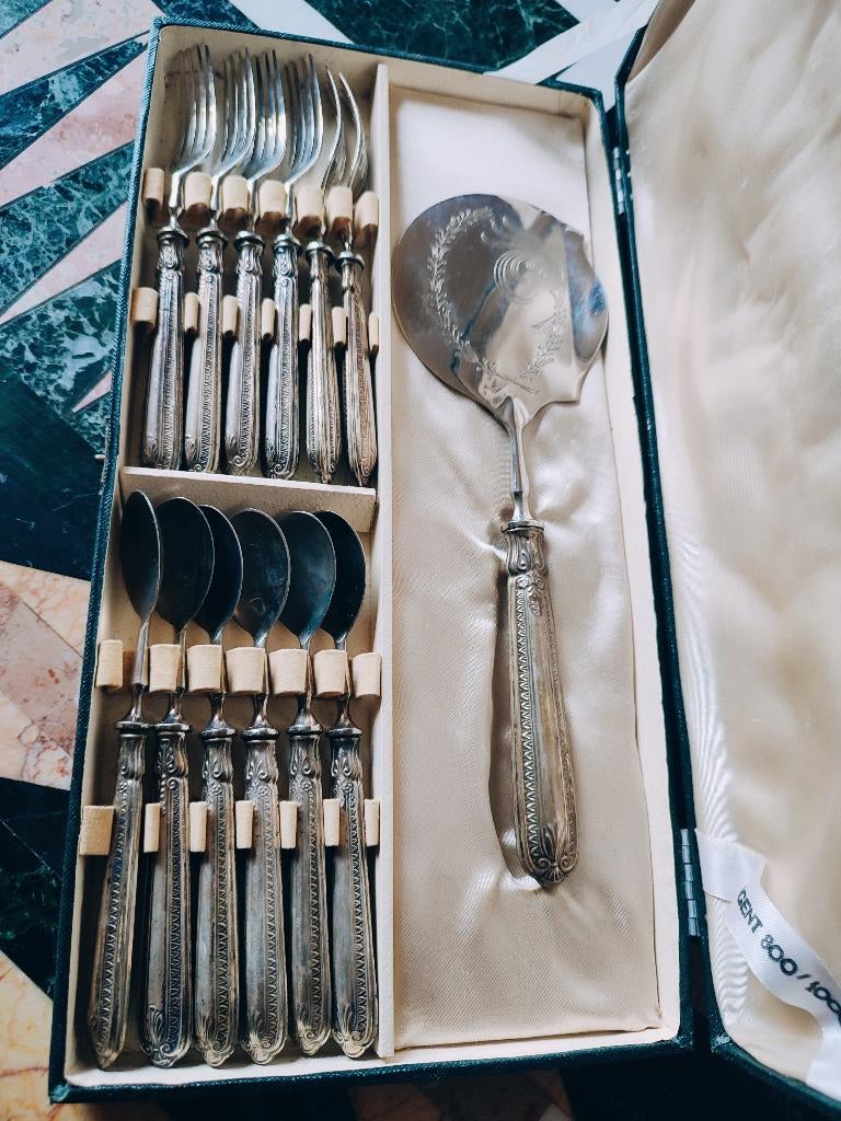 Zilveren dessert set,  ca 1900, Ophalen of Verzenden, Zilver